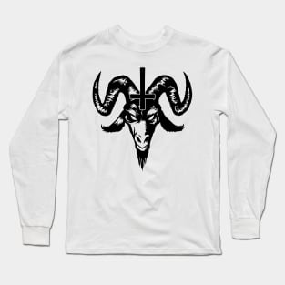 Satanic Goat Head with Cross (black) Long Sleeve T-Shirt